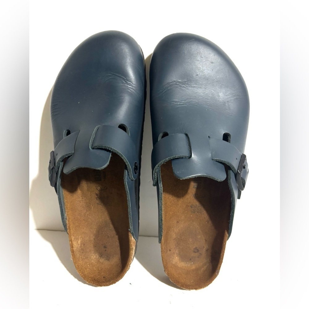 Birkenstock Blue Boston Oiled Leather Mules Clogs